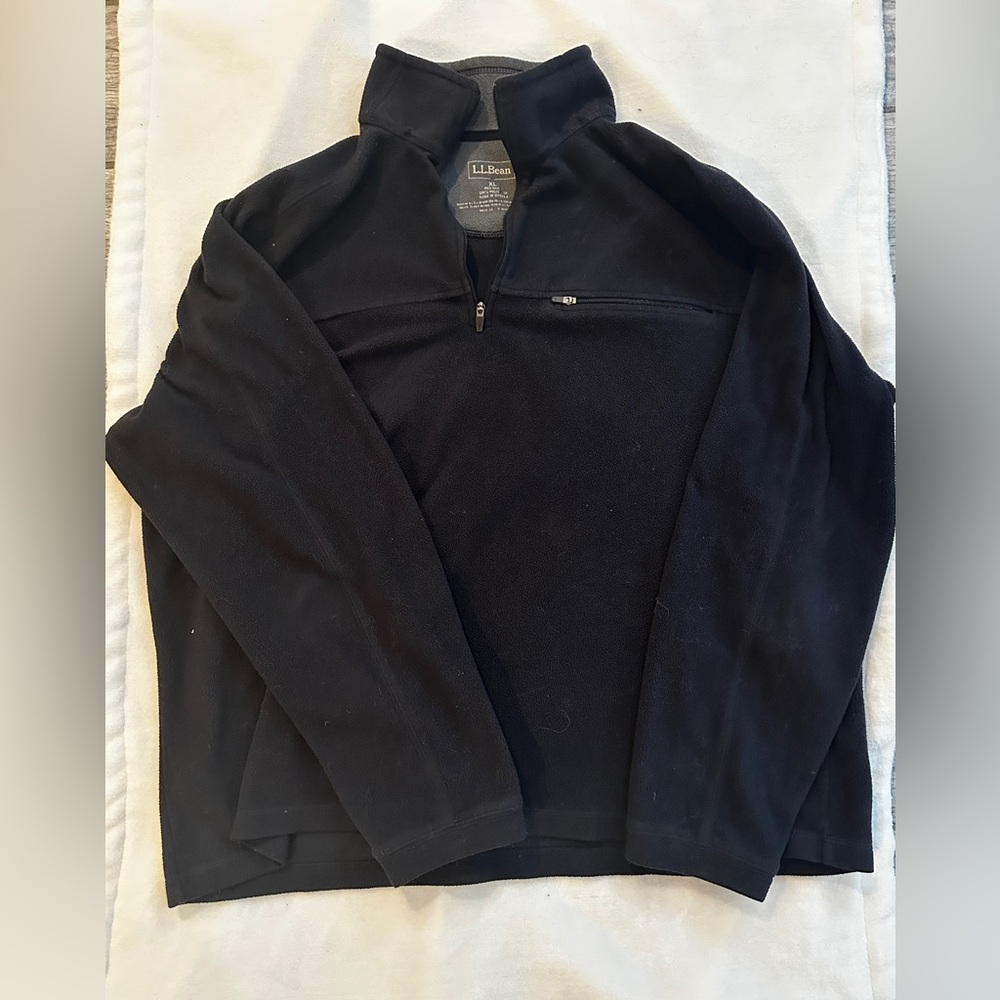 LL Bean 1/4 Zip Polar Fleece Pullover Jacket Men's XL Black